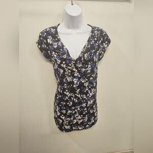 Floral Black and Blue Blouse
